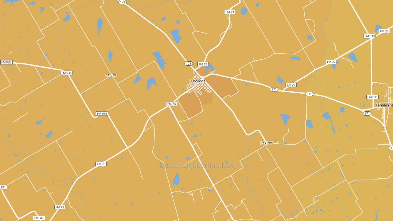 Map of the best neighborhoods in the 76635 area, with better matches in green and worse matches in red