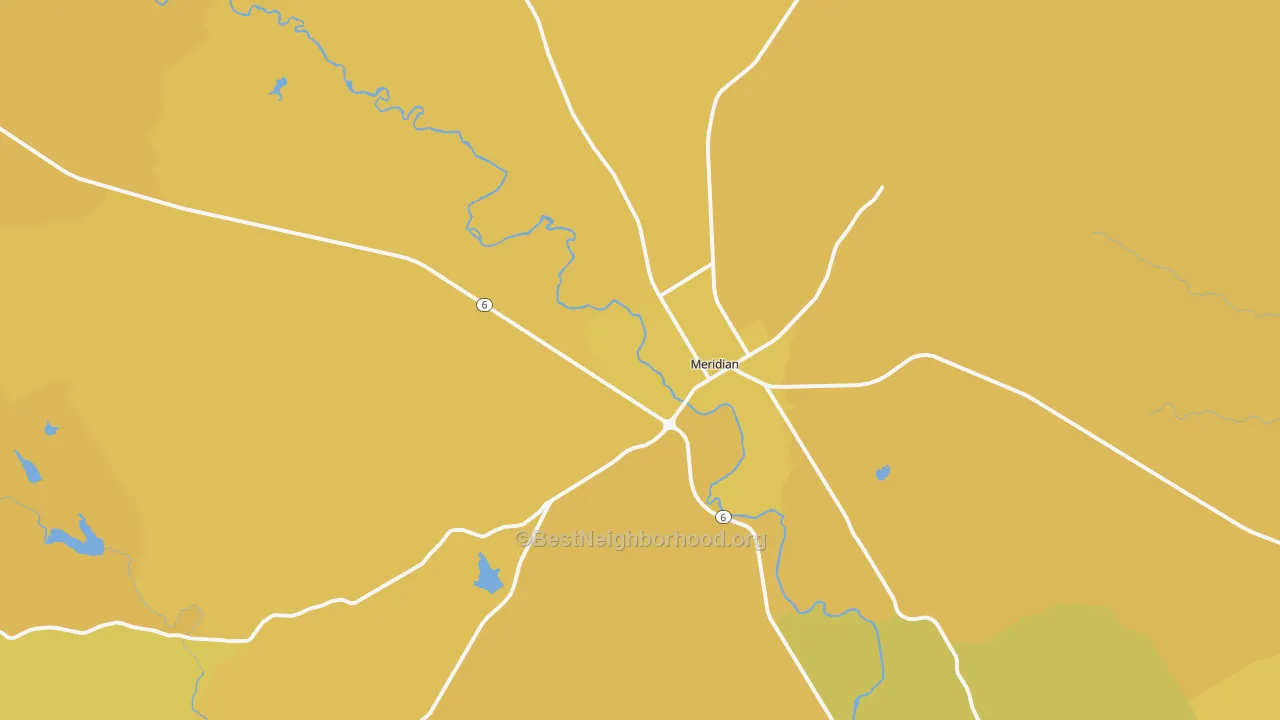 Map of the best neighborhoods in the 76665 area, with better matches in green and worse matches in red