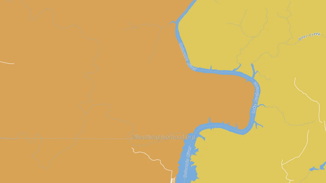 Map of the best neighborhoods in the 76824 area, with better matches in green and worse matches in red