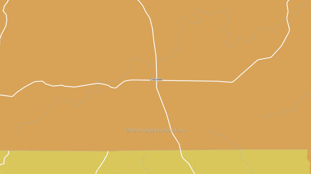 Map of the best neighborhoods in the 76832 area, with better matches in green and worse matches in red
