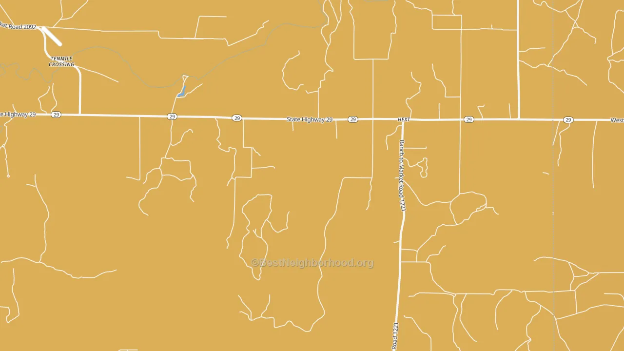 Map of the best neighborhoods in the 76848 area, with better matches in green and worse matches in red