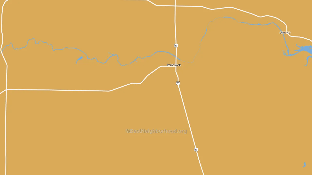 Map of the best neighborhoods in the 76866 area, with better matches in green and worse matches in red