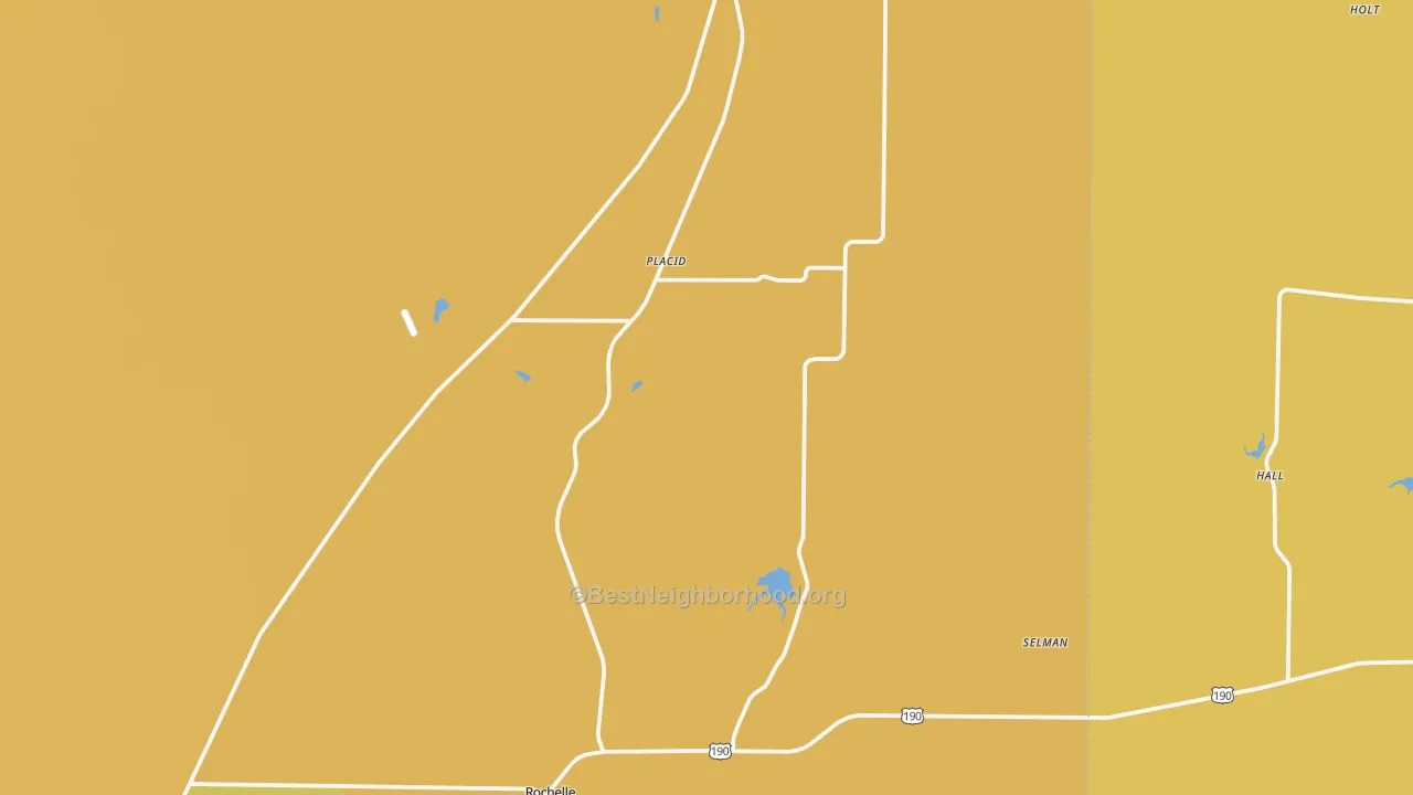 Map of the best neighborhoods in the 76872 area, with better matches in green and worse matches in red