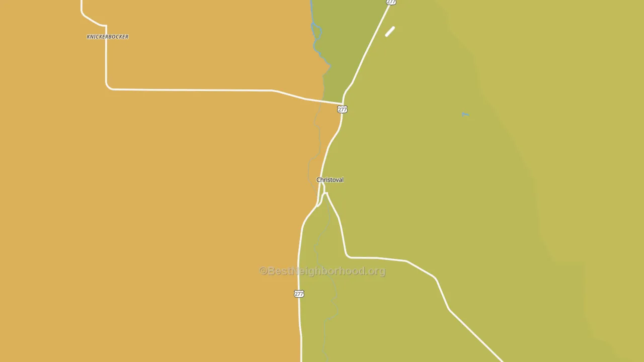 Map of the best neighborhoods in the 76935 area, with better matches in green and worse matches in red