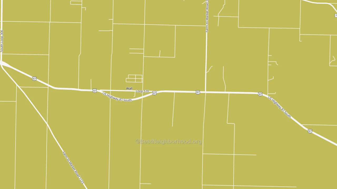 Map of the best neighborhoods in the 76957 area, with better matches in green and worse matches in red