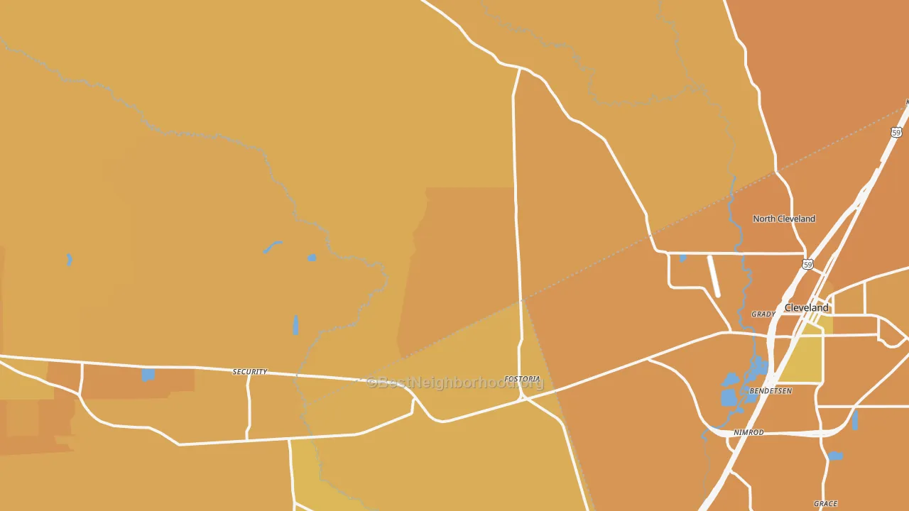 Map of the best neighborhoods in the 77328 area, with better matches in green and worse matches in red