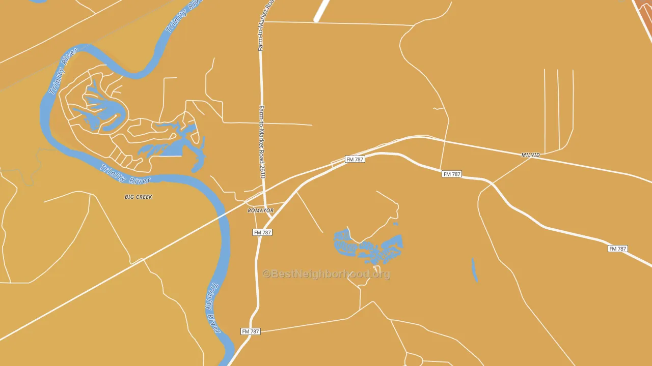 Map of the best neighborhoods in the 77368 area, with better matches in green and worse matches in red