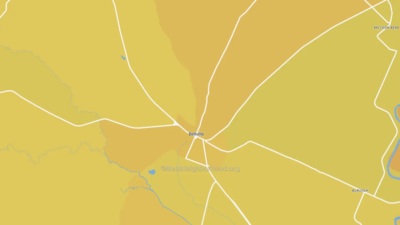 Map of the best neighborhoods in the 77418 area, with better matches in green and worse matches in red