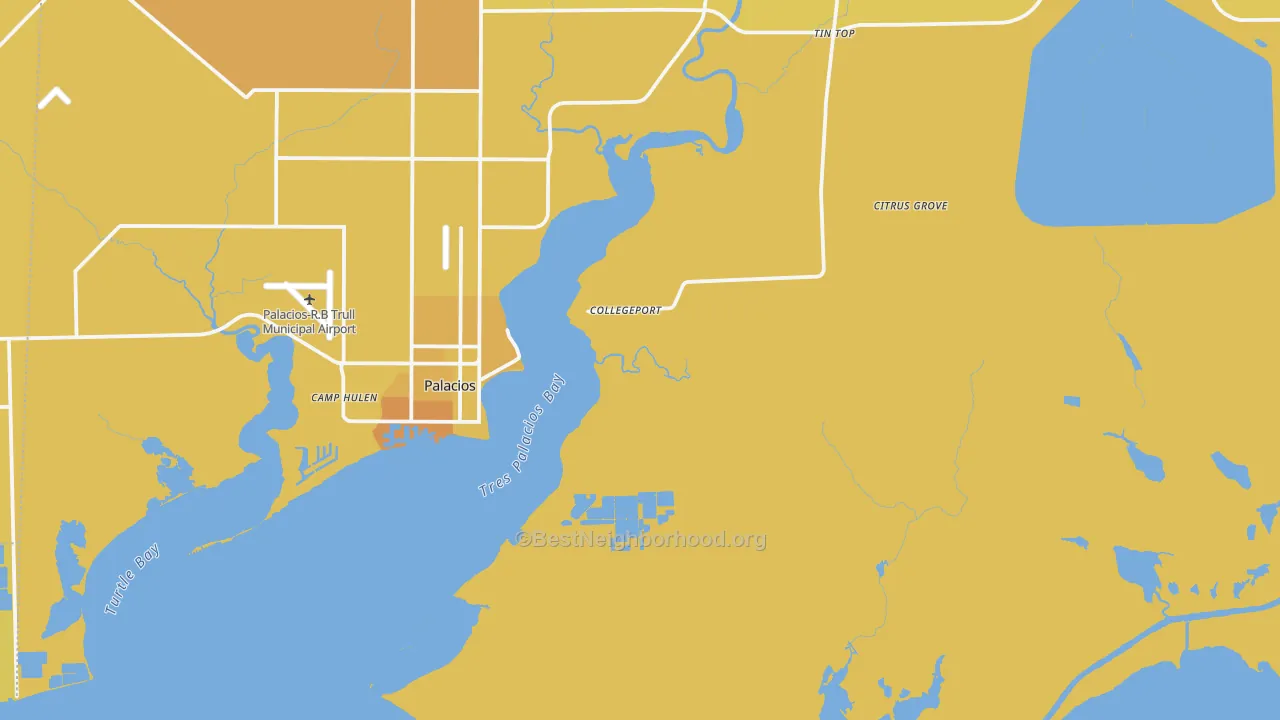 Map of the best neighborhoods in the 77428 area, with better matches in green and worse matches in red