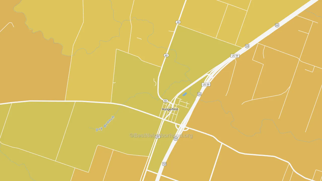 Map of the best neighborhoods in the 77448 area, with better matches in green and worse matches in red