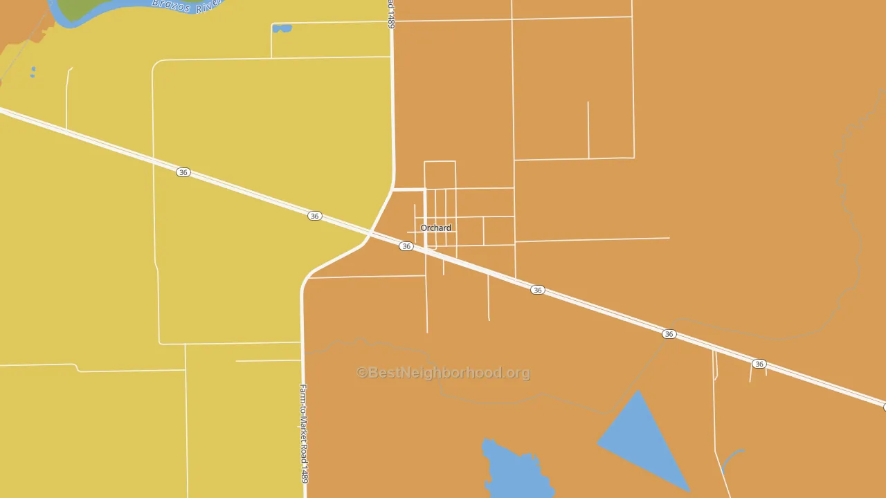 Map of the best neighborhoods in the 77464 area, with better matches in green and worse matches in red