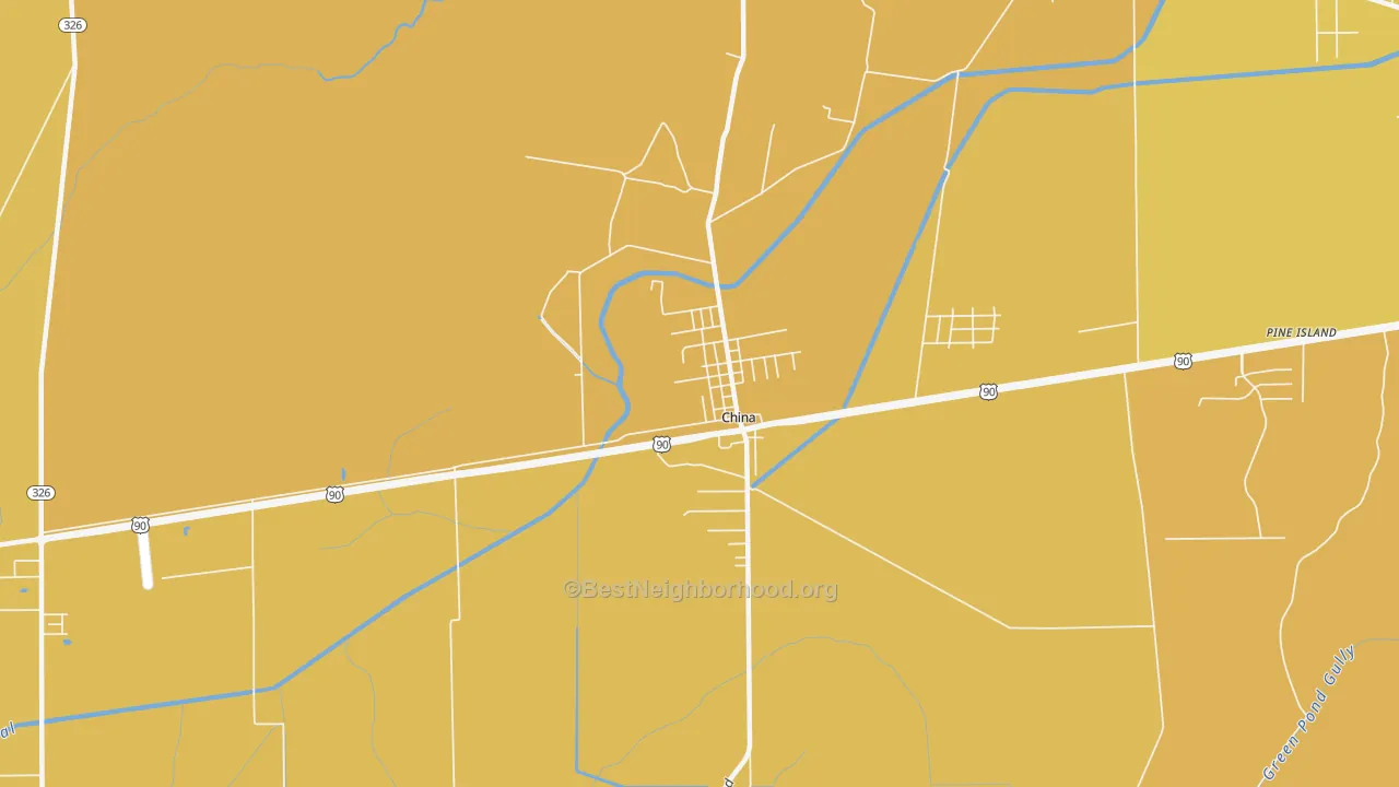 Map of the best neighborhoods in the 77613 area, with better matches in green and worse matches in red