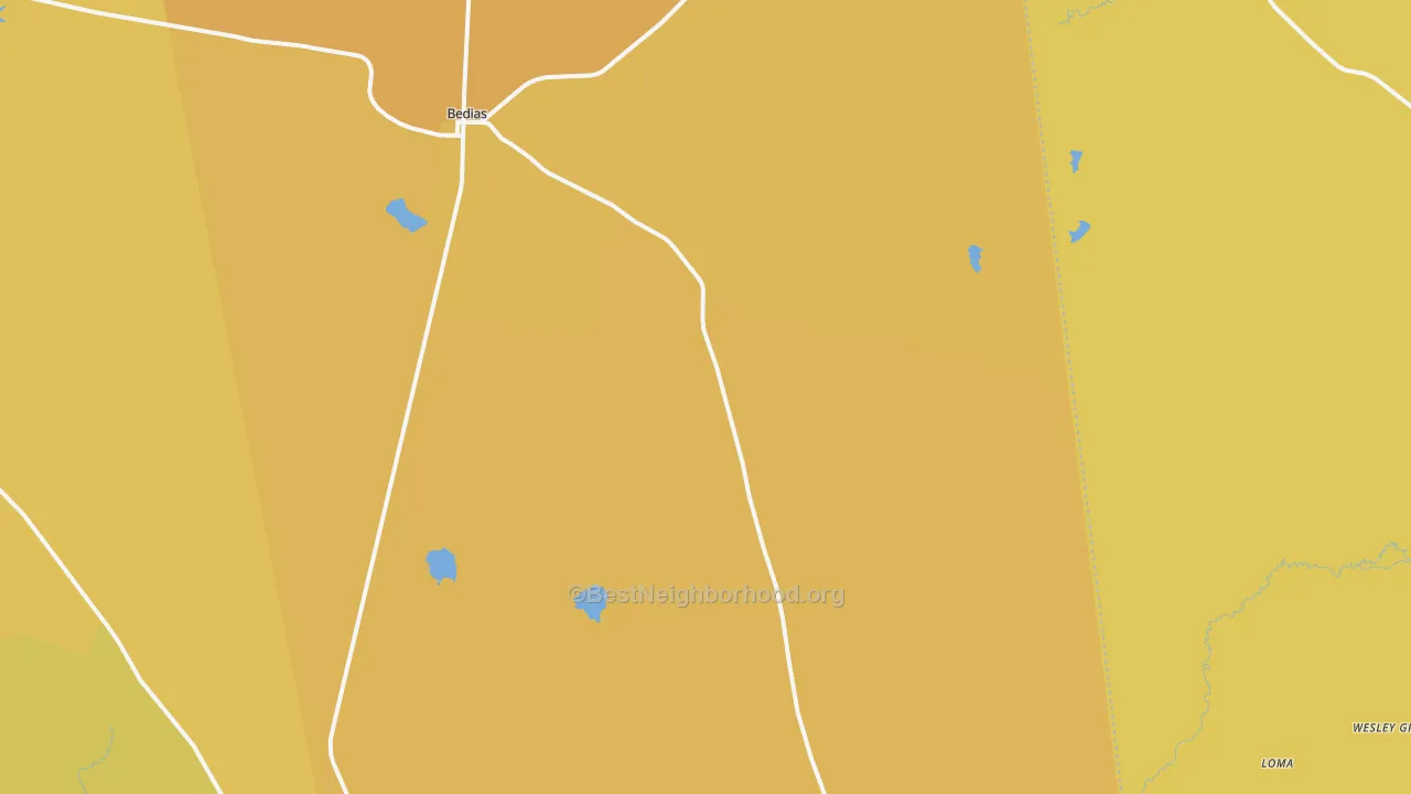 Map of the best neighborhoods in the 77831 area, with better matches in green and worse matches in red