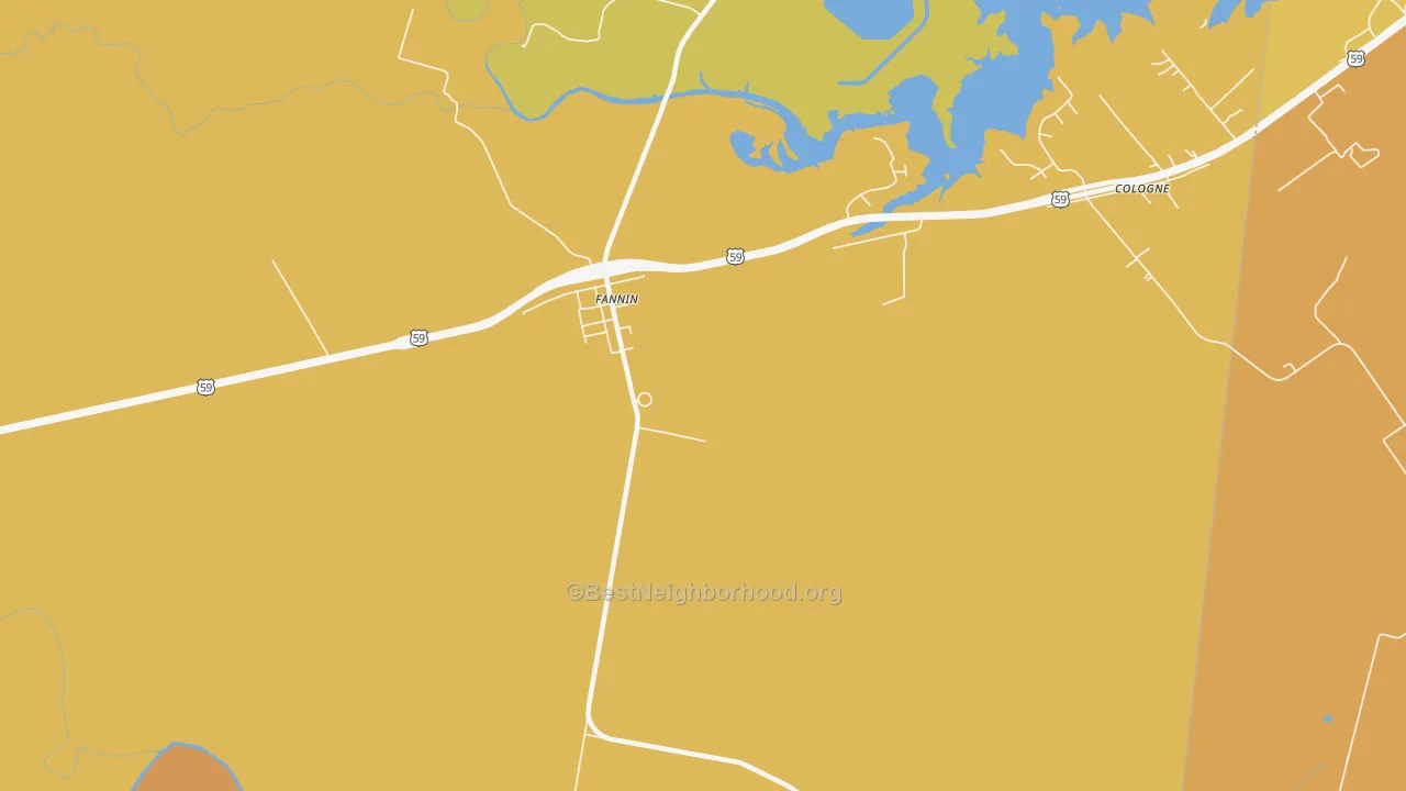 Map of the best neighborhoods in the 77960 area, with better matches in green and worse matches in red