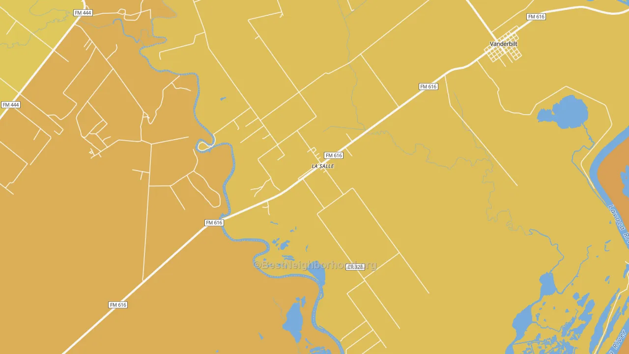 Map of the best neighborhoods in the 77969 area, with better matches in green and worse matches in red