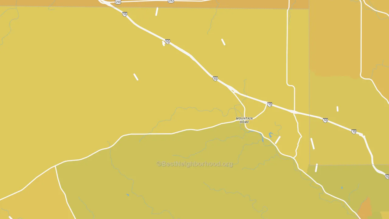 Map of the best neighborhoods in the 78058 area, with better matches in green and worse matches in red