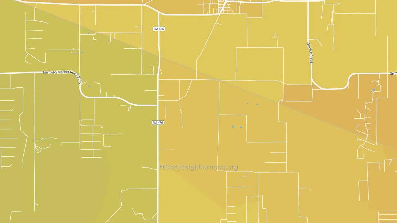 Map of the best neighborhoods in the 78069 area, with better matches in green and worse matches in red