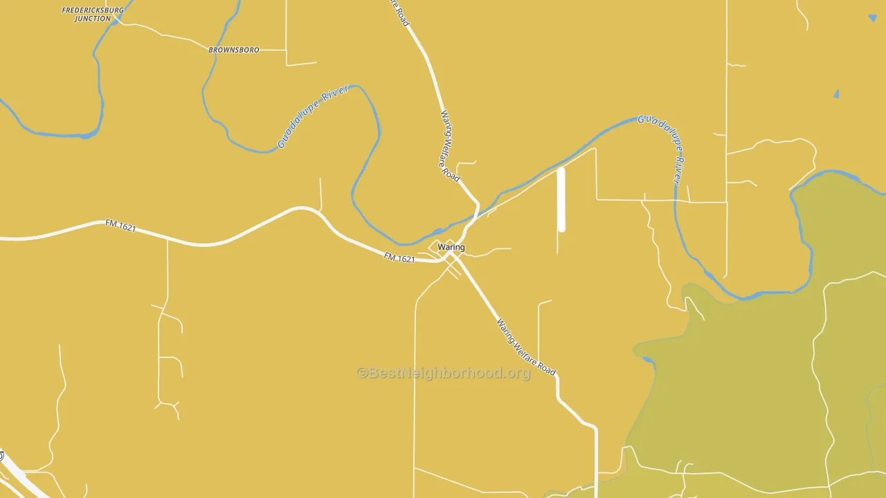 Map of the best neighborhoods in the 78074 area, with better matches in green and worse matches in red