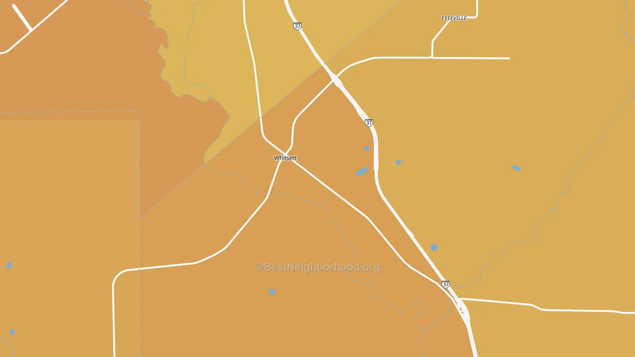 Map of the best neighborhoods in the 78075 area, with better matches in green and worse matches in red