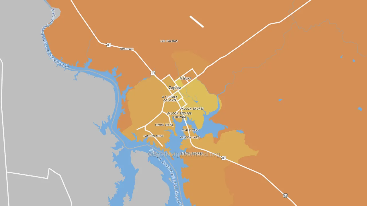 Map of the best neighborhoods in the 78076 area, with better matches in green and worse matches in red
