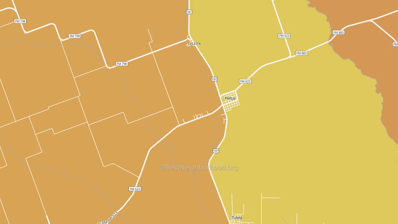 Map of the best neighborhoods in the 78146 area, with better matches in green and worse matches in red