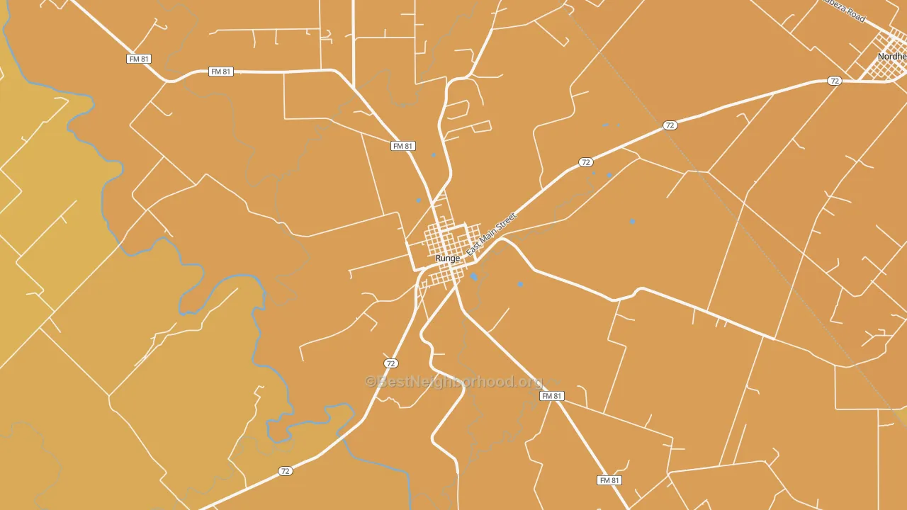 Map of the best neighborhoods in the 78151 area, with better matches in green and worse matches in red