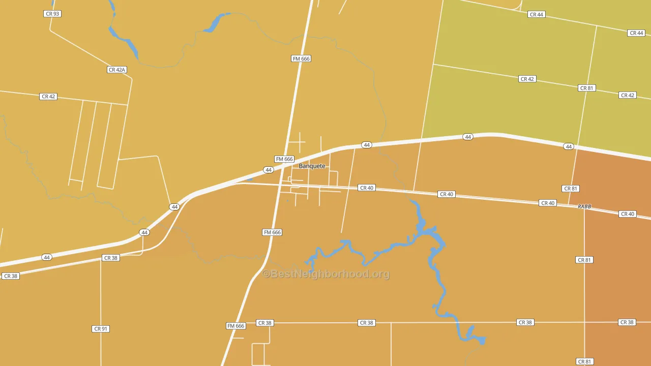 Map of the best neighborhoods in the 78339 area, with better matches in green and worse matches in red
