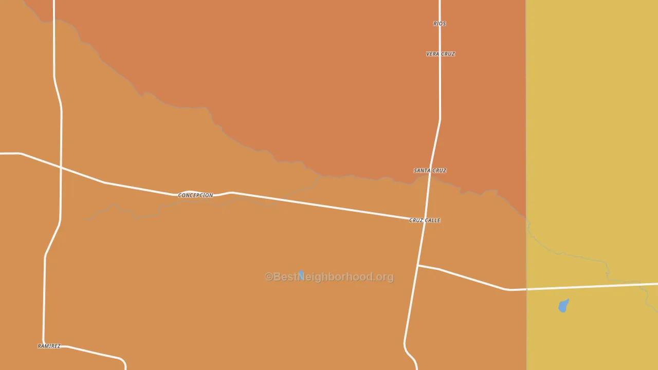Map of the best neighborhoods in the 78349 area, with better matches in green and worse matches in red