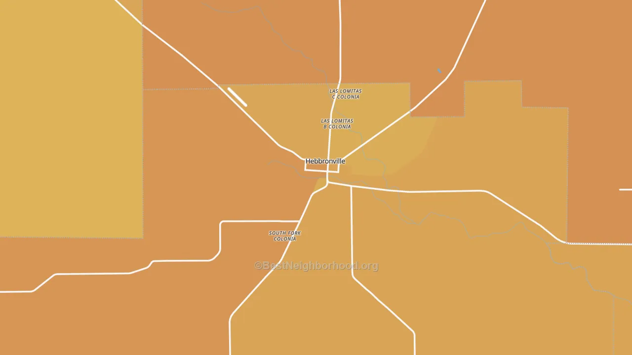 Map of the best neighborhoods in the 78361 area, with better matches in green and worse matches in red