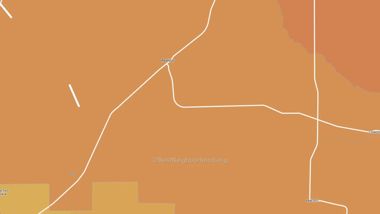 Map of the best neighborhoods in the 78376 area, with better matches in green and worse matches in red