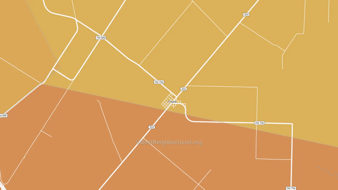 Map of the best neighborhoods in the 78391 area, with better matches in green and worse matches in red