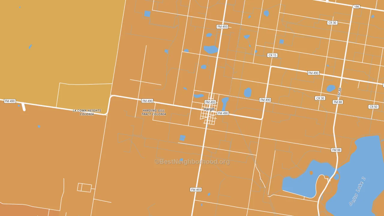Map of the best neighborhoods in the 78549 area, with better matches in green and worse matches in red