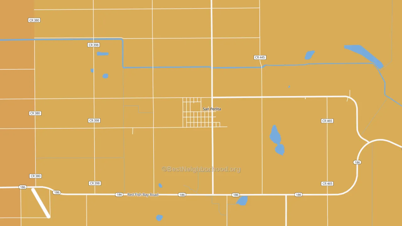 Map of the best neighborhoods in the 78590 area, with better matches in green and worse matches in red