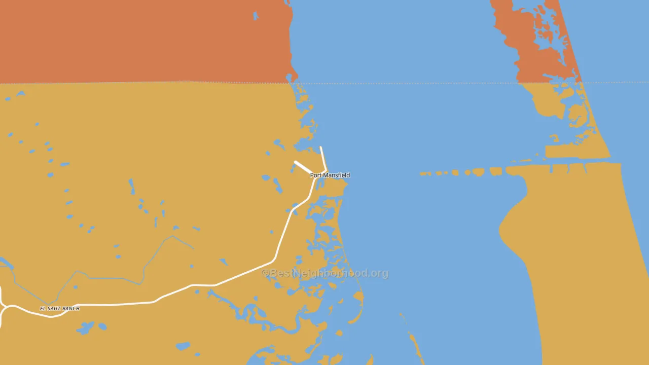 Map of the best neighborhoods in the 78598 area, with better matches in green and worse matches in red