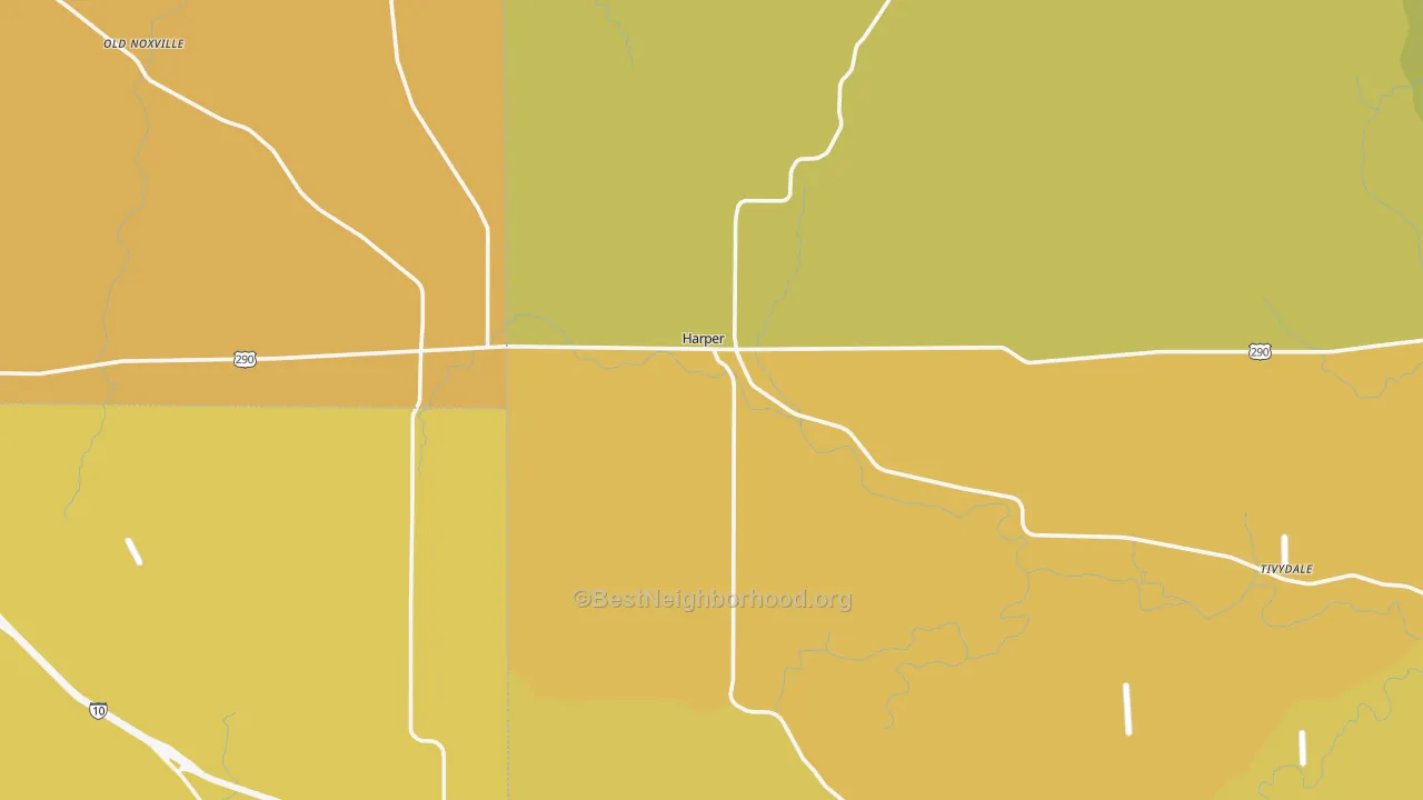 Map of the best neighborhoods in the 78631 area, with better matches in green and worse matches in red