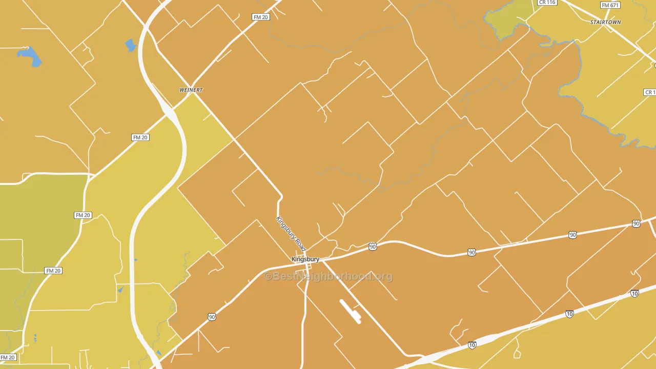 Map of the best neighborhoods in the 78638 area, with better matches in green and worse matches in red