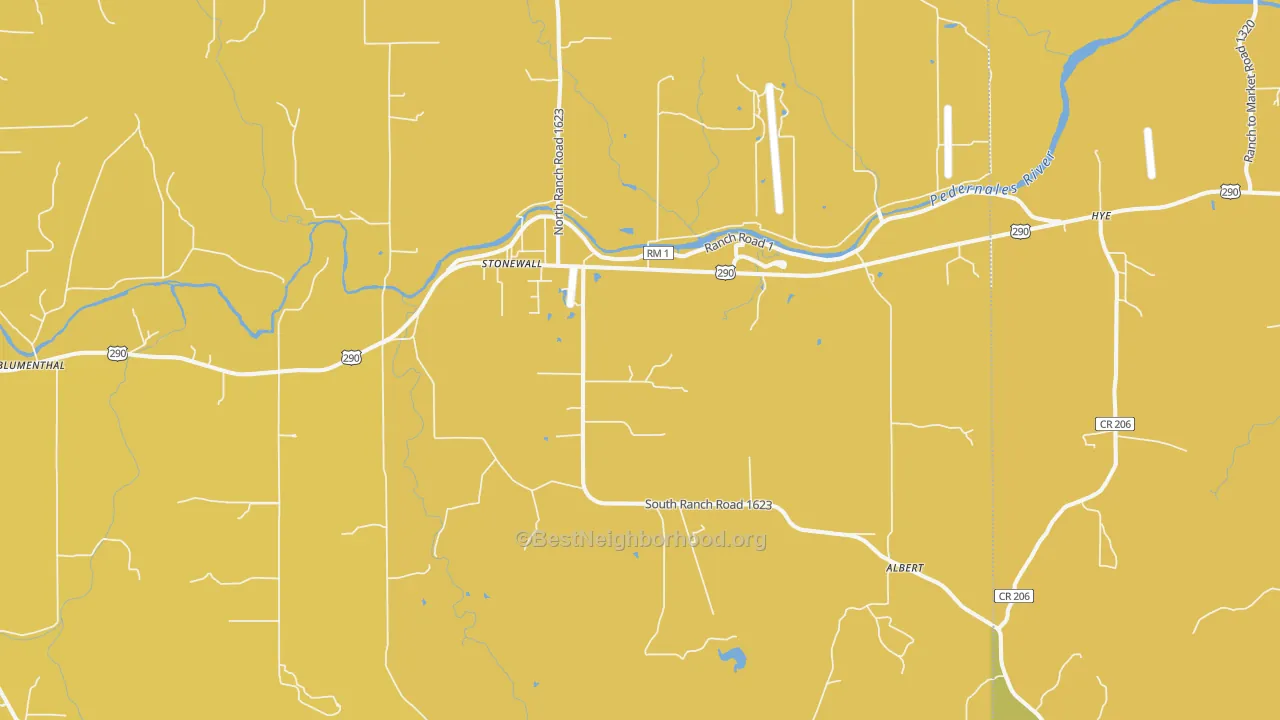 Map of the best neighborhoods in the 78671 area, with better matches in green and worse matches in red