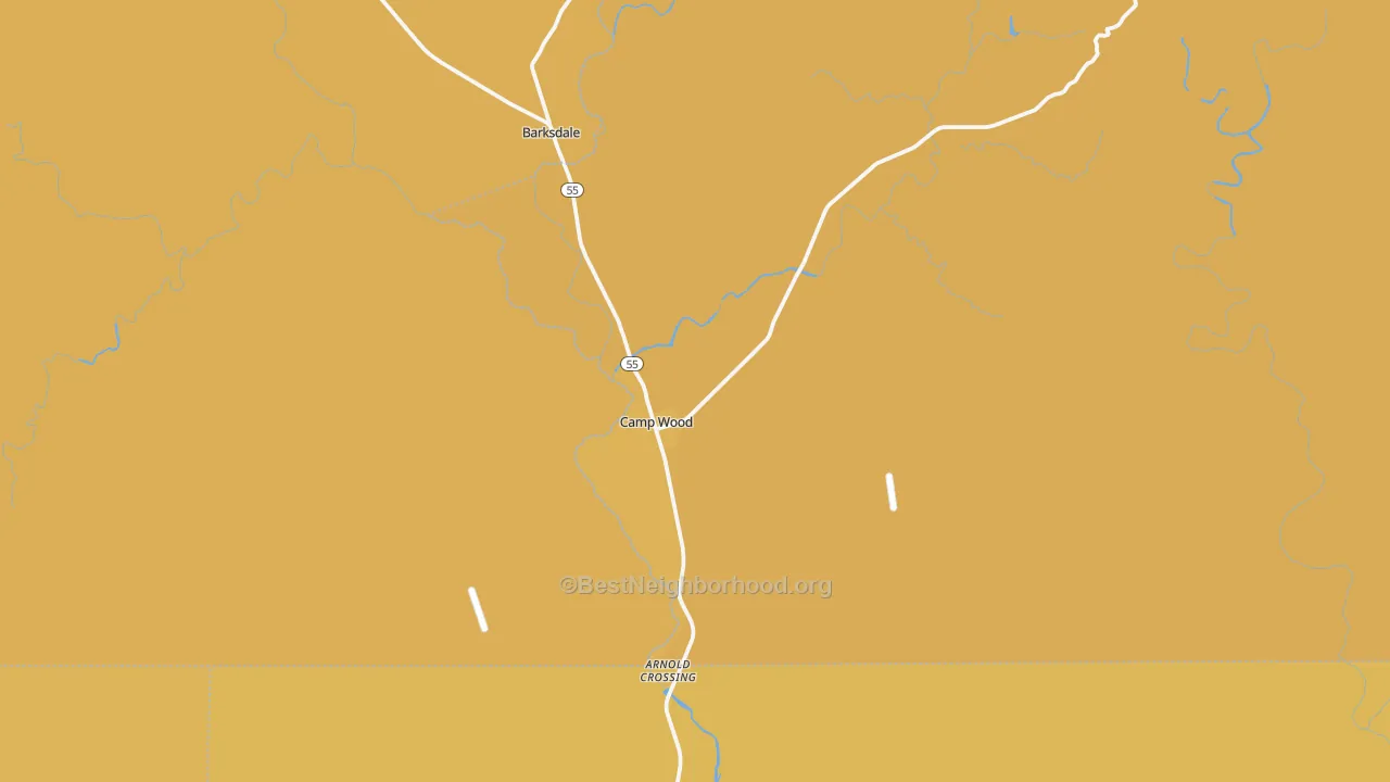 Map of the best neighborhoods in the 78833 area, with better matches in green and worse matches in red