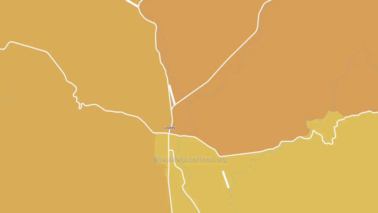 Map of the best neighborhoods in the 78873 area, with better matches in green and worse matches in red