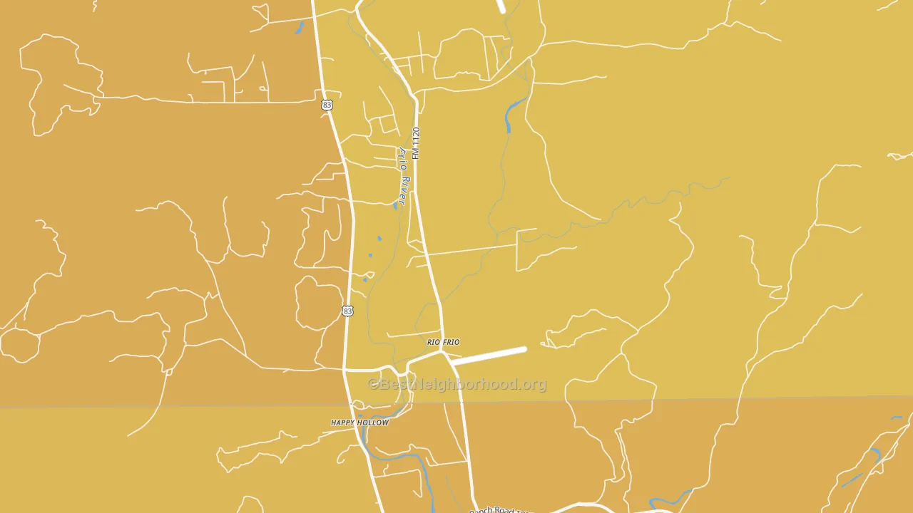 Map of the best neighborhoods in the 78879 area, with better matches in green and worse matches in red