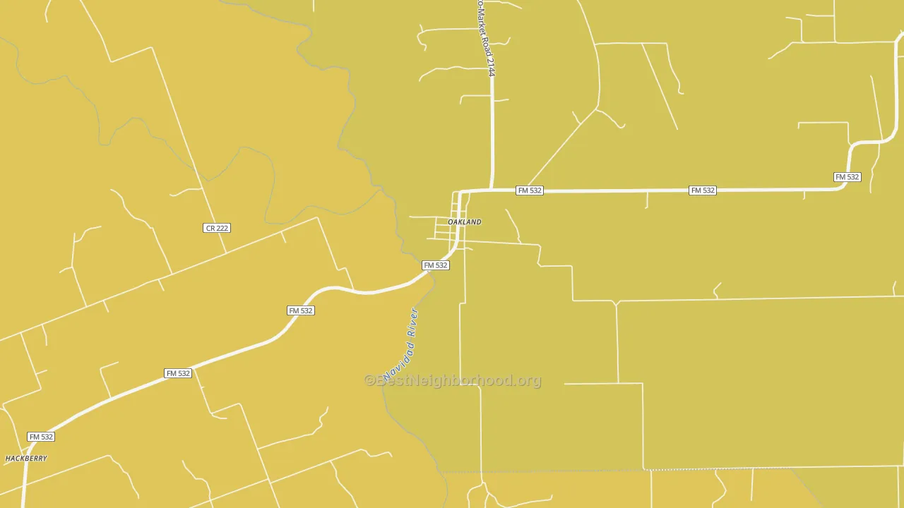 Map of the best neighborhoods in the 78951 area, with better matches in green and worse matches in red
