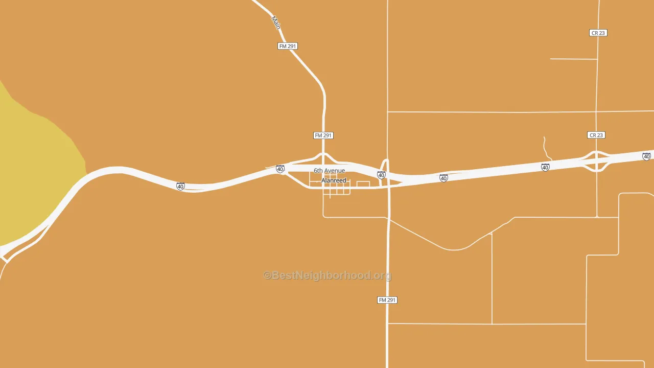 Map of the best neighborhoods in the 79002 area, with better matches in green and worse matches in red