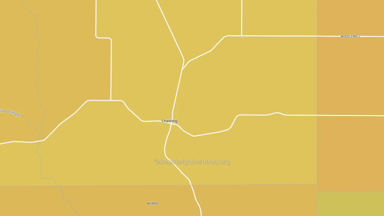 Map of the best neighborhoods in the 79018 area, with better matches in green and worse matches in red