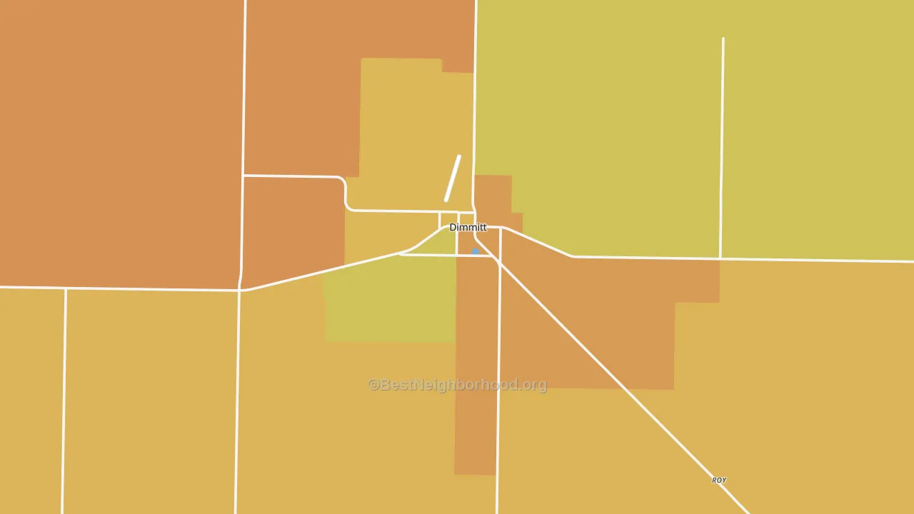 Map of the best neighborhoods in the 79027 area, with better matches in green and worse matches in red