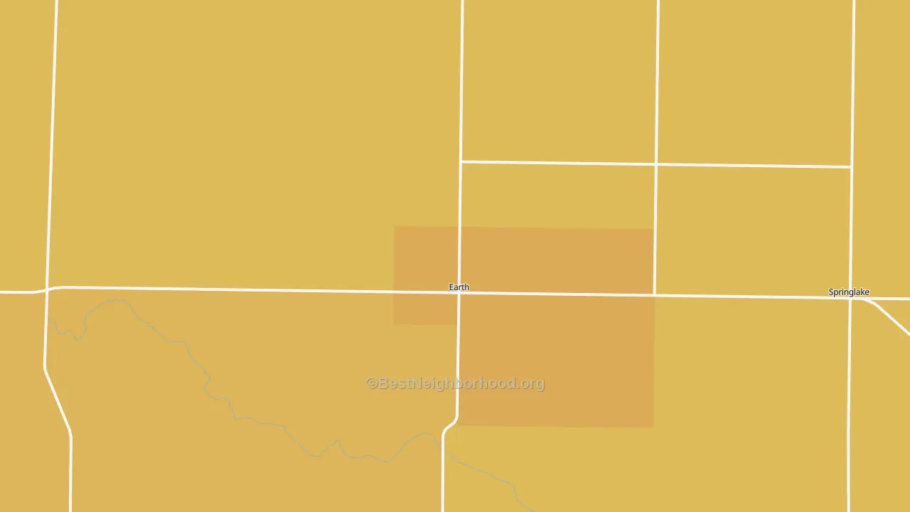 Map of the best neighborhoods in the 79031 area, with better matches in green and worse matches in red