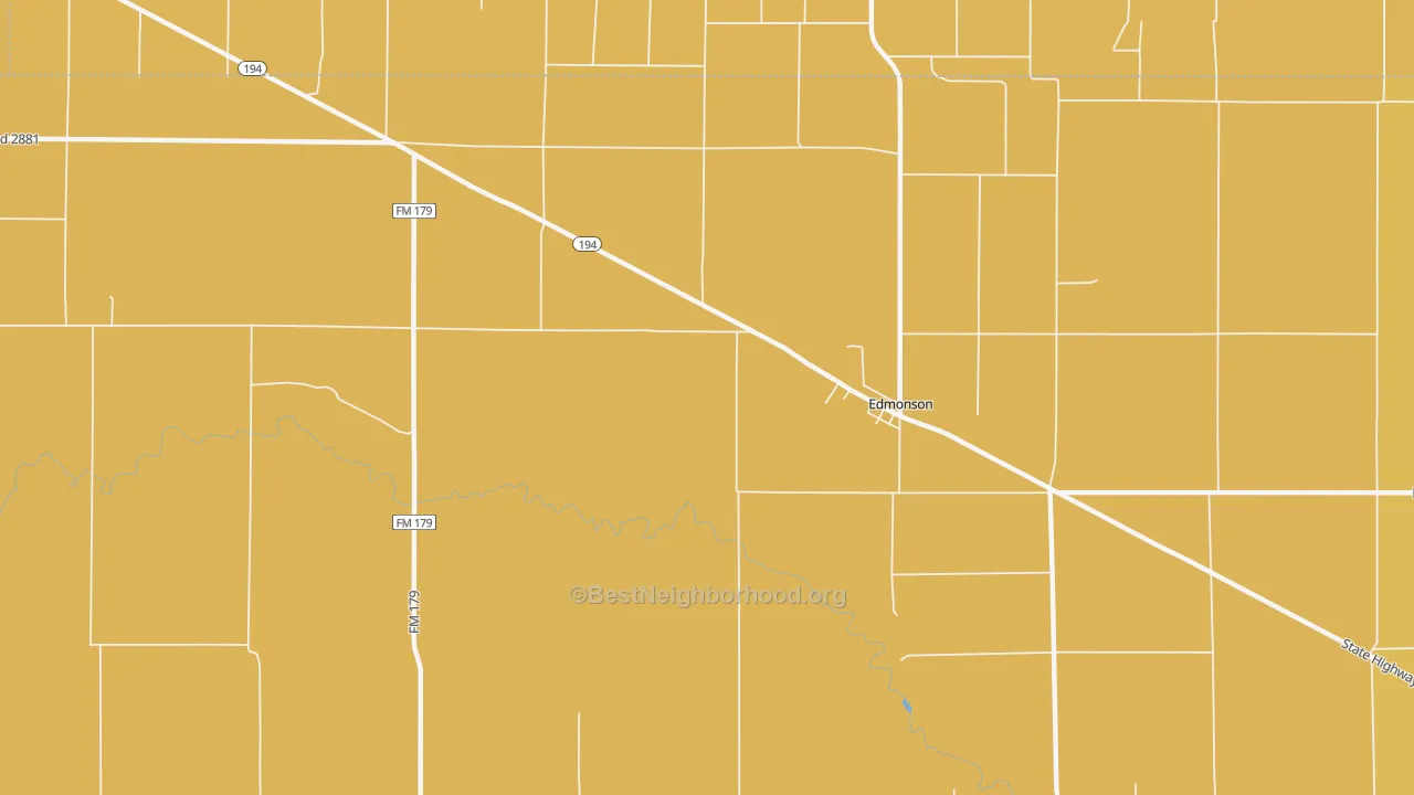 Map of the best neighborhoods in the 79032 area, with better matches in green and worse matches in red
