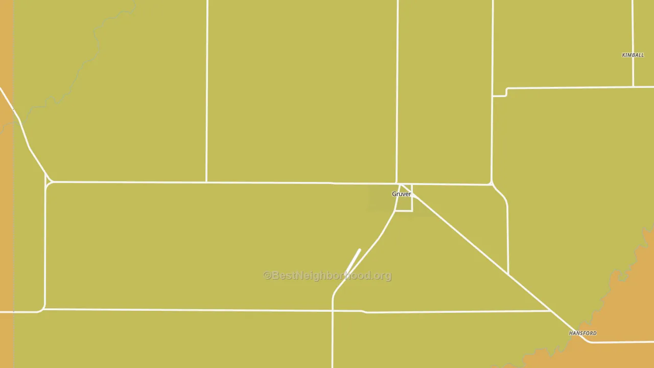Map of the best neighborhoods in the 79040 area, with better matches in green and worse matches in red