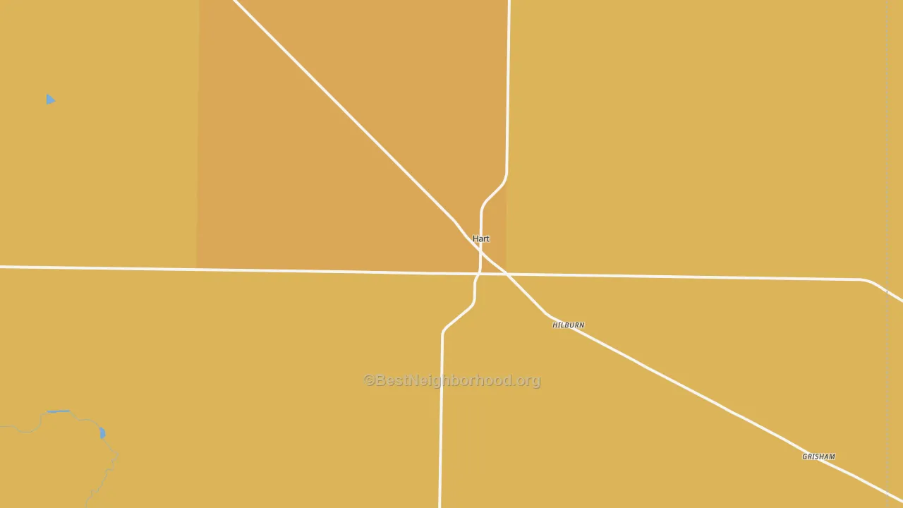 Map of the best neighborhoods in the 79043 area, with better matches in green and worse matches in red