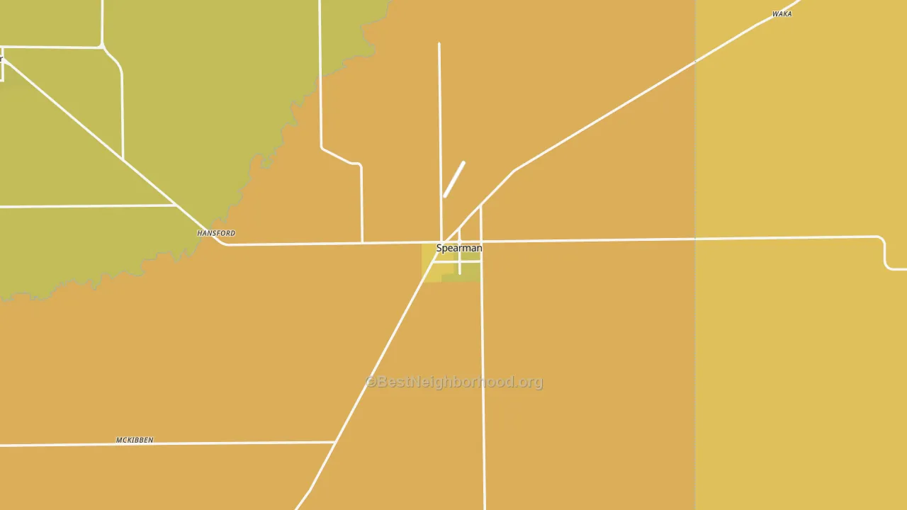 Map of the best neighborhoods in the 79081 area, with better matches in green and worse matches in red