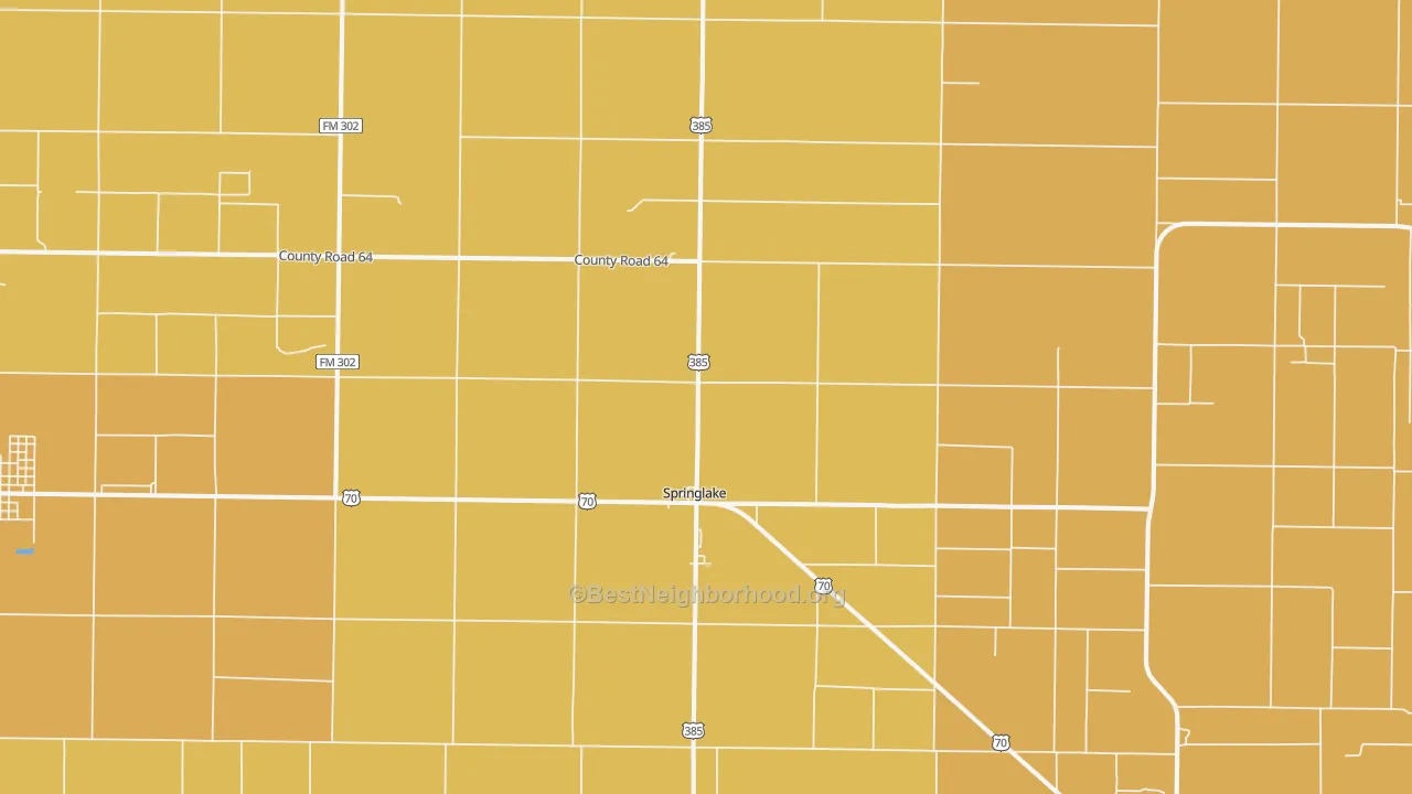 Map of the best neighborhoods in the 79082 area, with better matches in green and worse matches in red
